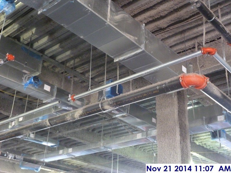 Installing sprinkler pipes at the 1st floor Facing North
